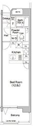 プライムアーバン学芸大学パークフロント ワンルームの間取図画像