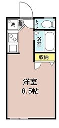 アレイカB棟 ワンルームの間取図画像