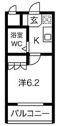 メゾンドール永塚 1Kの間取図画像