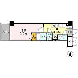 ソレイユ真田山 1Kの間取図画像