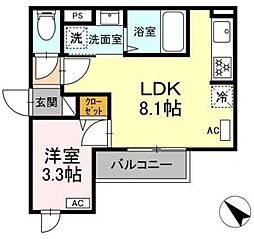 セレスティア古千谷本町 1LDKの間取図画像