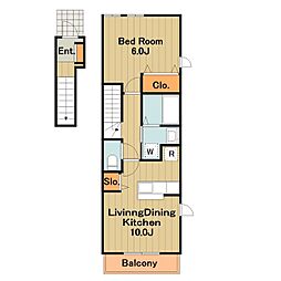 ヴィラジャスティス3 1LDKの間取図画像