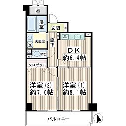 ガルファーサ新横浜 2DKの間取図画像