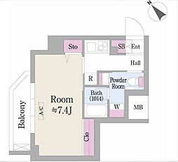 アーバンプレミア池尻大橋 1Kの間取図画像