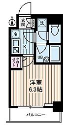 アムス門前仲町富岡 1Kの間取図画像