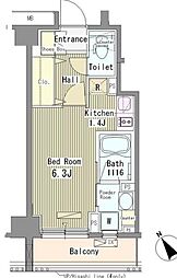 都営浅草線 馬込駅 徒歩4分の賃貸マンション 4階1Kの間取り