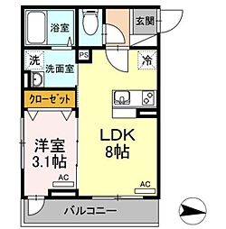 ラウェル大森 1LDKの間取図画像