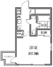 プレール・ドゥーク日本橋リバーサイド 1Kの間取図画像