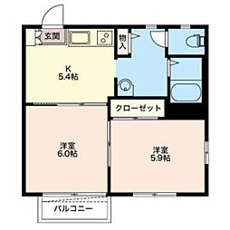 アーク西田中C 2Kの間取図画像