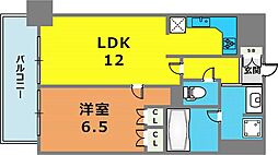 リーガル神戸下山手 5階1LDKの間取り