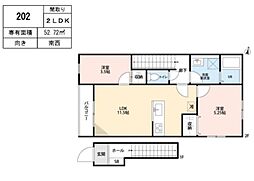 リーブルファイン緑区中野田II 2LDKの間取図画像