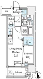 シーズンフラッツ浅草六丁目 1DKの間取図画像