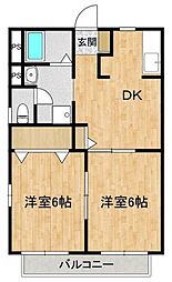 ソフィアヒルズC・D 2DKの間取図画像