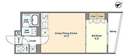 ウェルスクエアイズム恵比寿 1LDKの間取図画像