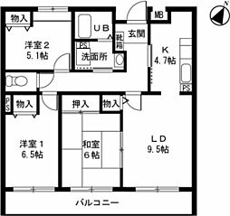 アビオン多摩川 3LDKの間取図画像