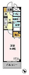 ラ・ヴェーヌ 1Kの間取図画像