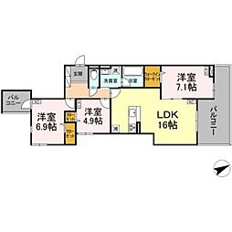 D-residence稲城 3LDKの間取図画像