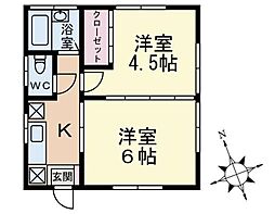 ノイエ下馬 2Kの間取図画像