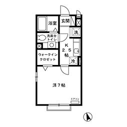 京王相模原線 多摩境駅 徒歩14分の賃貸アパート 2階1Kの間取り