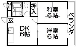 ミハマハイツ 2DKの間取図画像