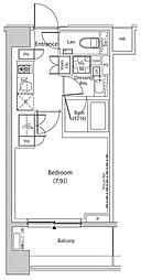 ザ・パークハビオ目黒プレイス 5階1Kの間取り