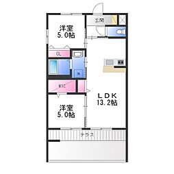 グランデ嘉右衛門 2LDKの間取図画像