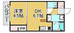 ウィステリア桜坂ヒルズ 1DKの間取図画像