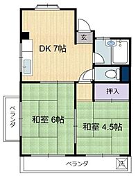 ビクニ・マンション 2DKの間取図画像