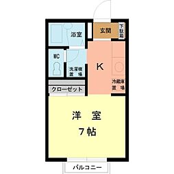 ペルレ1 ワンルームの間取図画像