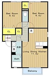 アタラクシア 1階2LDKの間取り