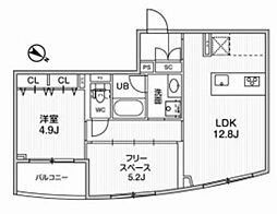 グランデュオ中目黒4 2LDKの間取図画像