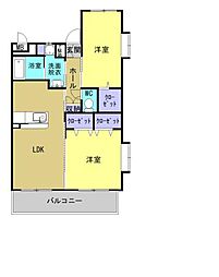 サンスカイメゾン 2LDKの間取図画像