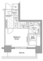 ザ・パークハビオ浅草駒形 7階1Kの間取り