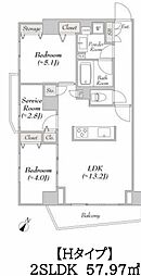 ルミーク文京小石川 2SLDKの間取図画像