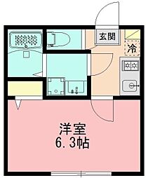 相模原市南区東林間6丁目アパート 1Kの間取図画像