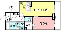 ヴェルジェワイエス 1LDKの間取図画像