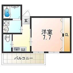 グランドール北巽 1Kの間取図画像