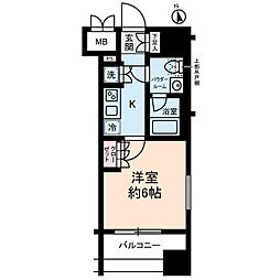 ライジングプレイス川崎 1Kの間取図画像