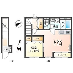 グリーンアーク 1LDKの間取図画像
