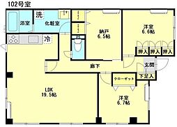 フローレス赤羽 2SLDKの間取図画像