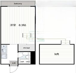 エスポワール根津 2階ワンルームの間取り