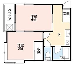プリュニエ鎌ヶ谷 2Kの間取図画像