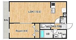 シエーナ北小金II 1LDKの間取図画像