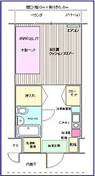 多摩学生マンション 1Kの間取図画像