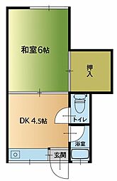 青葉コーポ 1DKの間取図画像