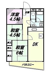 スカイマンション河辺 3DKの間取図画像