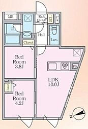 エルファーロ中野IX 2LDKの間取図画像