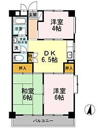 長瀬第1マンション 3DKの間取図画像