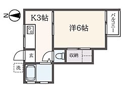 ときわハイツ 1Kの間取図画像