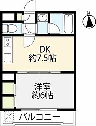 エラール・駒場 1DKの間取図画像